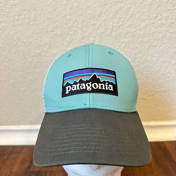PATAGONIA P-6 Logo LoPro Trucker Hat Adjustable Snapback Teal/Grey #38016 OSFA - Picture 2 of 12